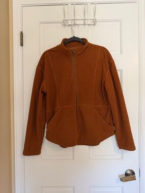 Avalanche Textured Zip-Up Jacket in Rust Brown-Women's M/L